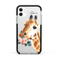 Personalised Giraffe Watercolour Apple iPhone 11 in White with Black Impact Case
