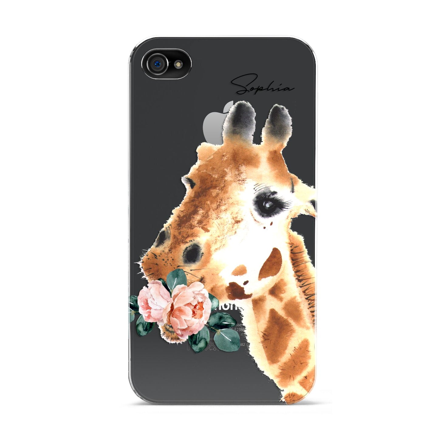 Personalised Giraffe Watercolour Apple iPhone 4s Case
