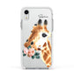 Personalised Giraffe Watercolour Apple iPhone XR Impact Case White Edge on Silver Phone