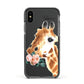 Personalised Giraffe Watercolour Apple iPhone Xs Impact Case Black Edge on Black Phone