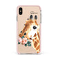 Personalised Giraffe Watercolour Apple iPhone Xs Max Impact Case Pink Edge on Gold Phone