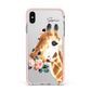 Personalised Giraffe Watercolour Apple iPhone Xs Max Impact Case Pink Edge on Silver Phone