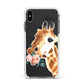 Personalised Giraffe Watercolour Apple iPhone Xs Max Impact Case White Edge on Black Phone