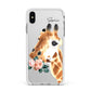 Personalised Giraffe Watercolour Apple iPhone Xs Max Impact Case White Edge on Silver Phone