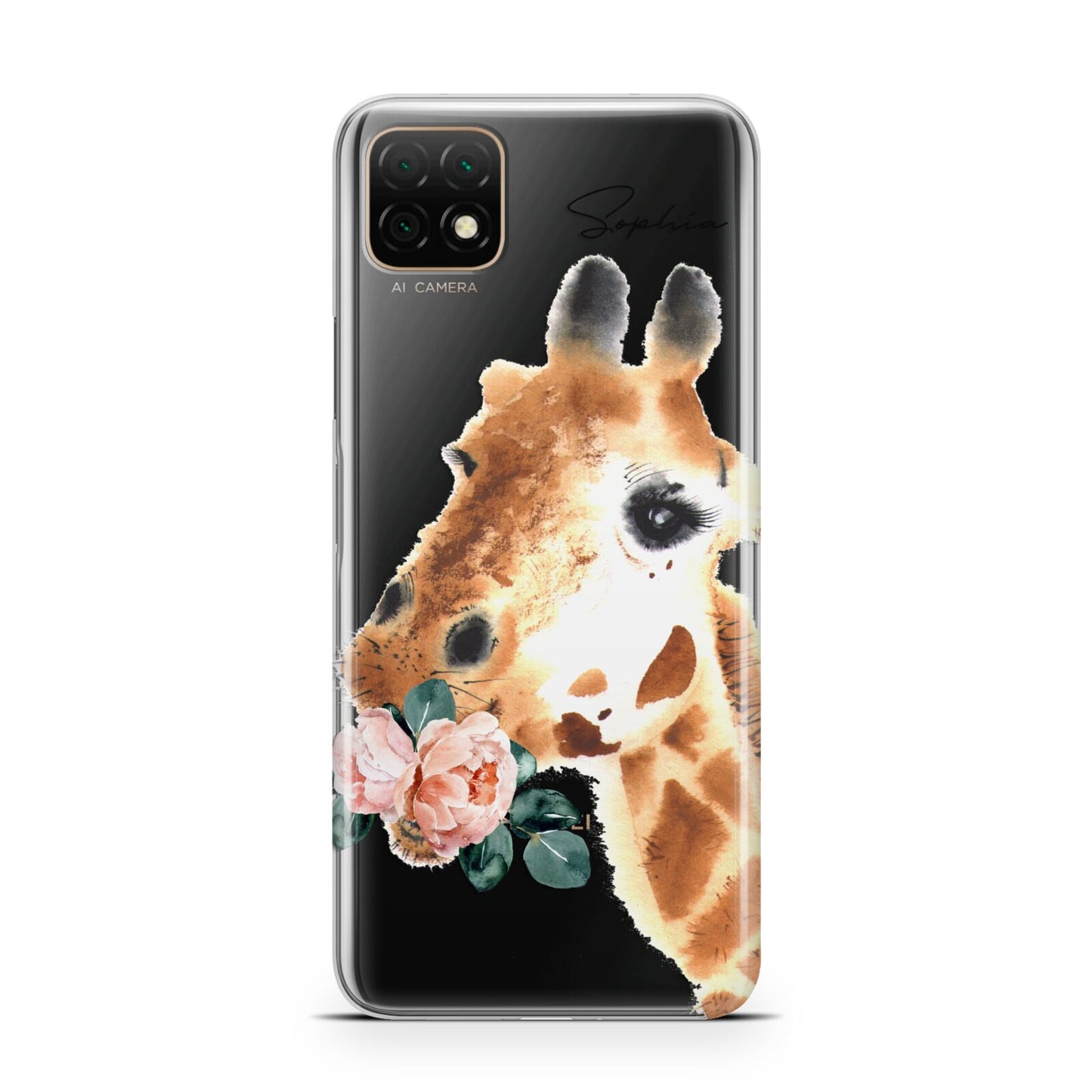 Personalised Giraffe Watercolour Huawei Enjoy 20 Phone Case