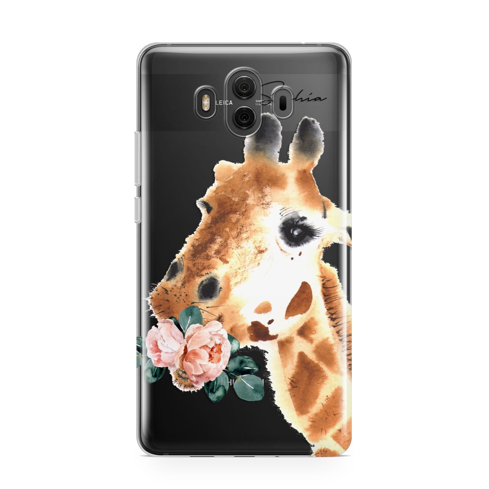 Personalised Giraffe Watercolour Huawei Mate 10 Protective Phone Case