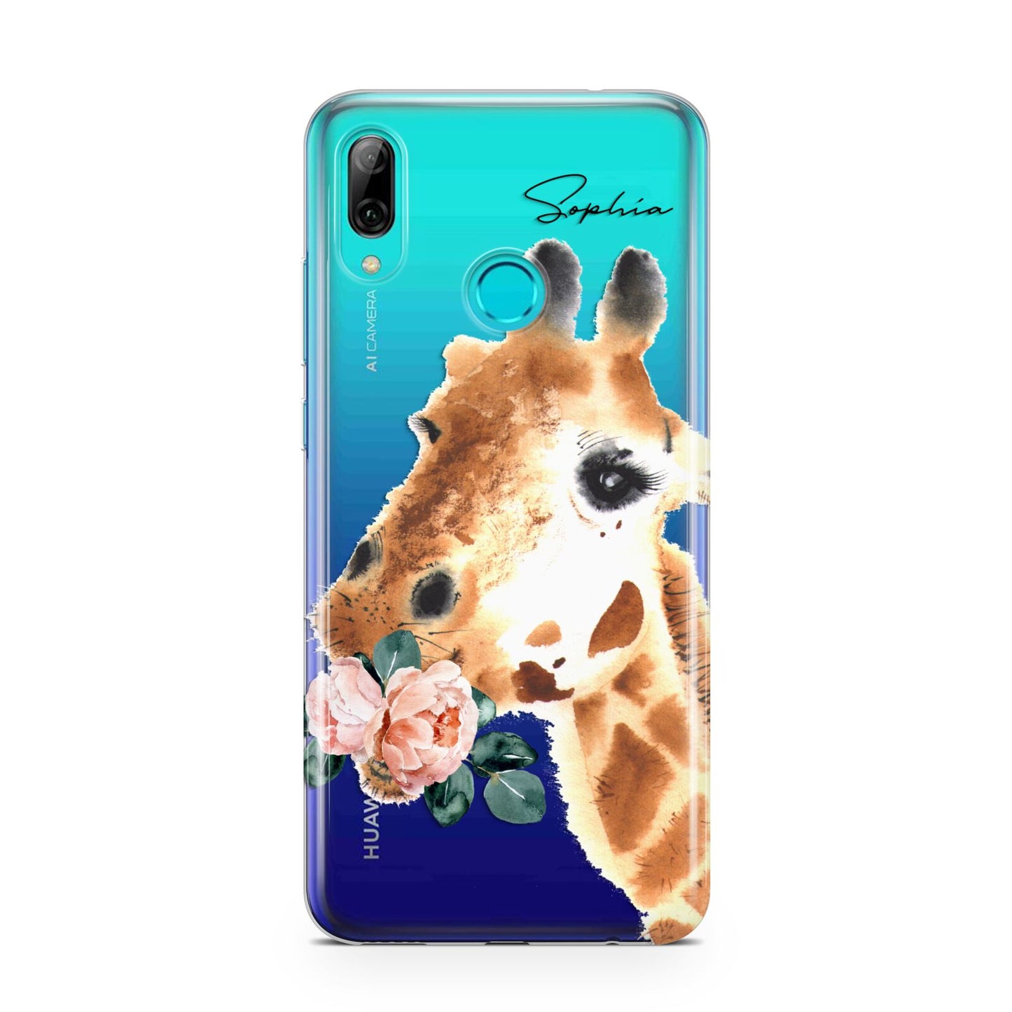 Personalised Giraffe Watercolour Huawei P Smart 2019 Case