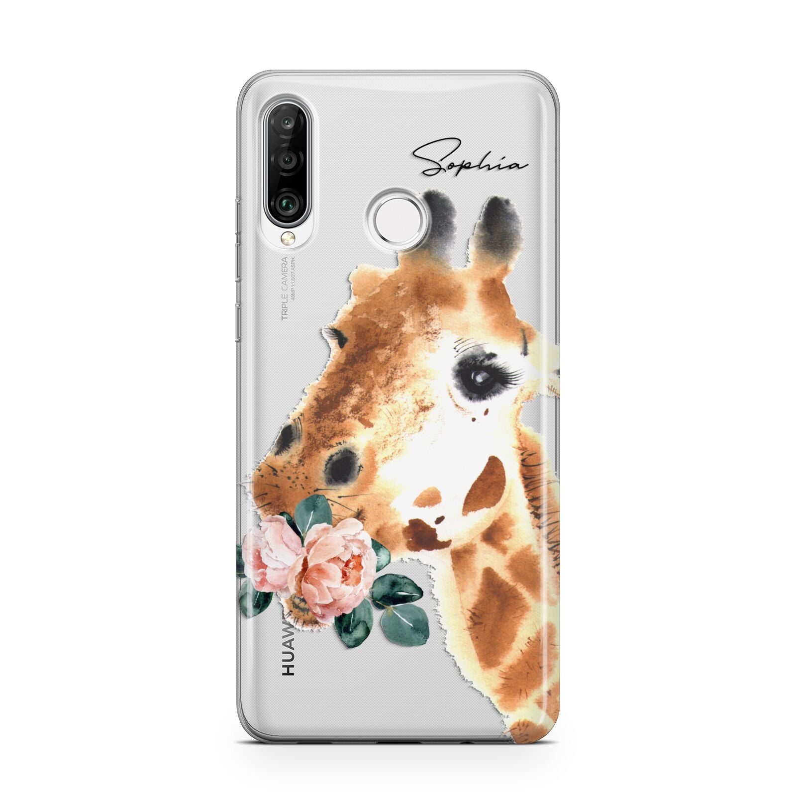 Personalised Giraffe Watercolour Huawei P30 Lite Phone Case