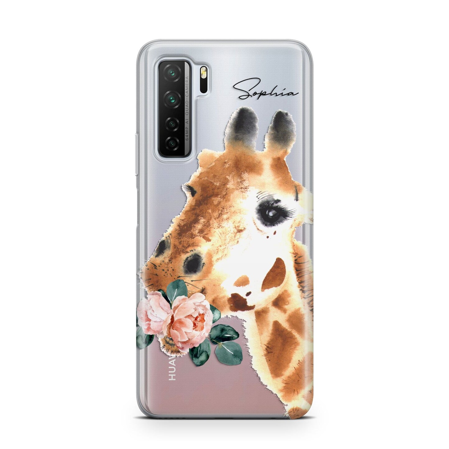 Personalised Giraffe Watercolour Huawei P40 Lite 5G Phone Case