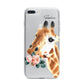 Personalised Giraffe Watercolour iPhone 7 Plus Bumper Case on Silver iPhone