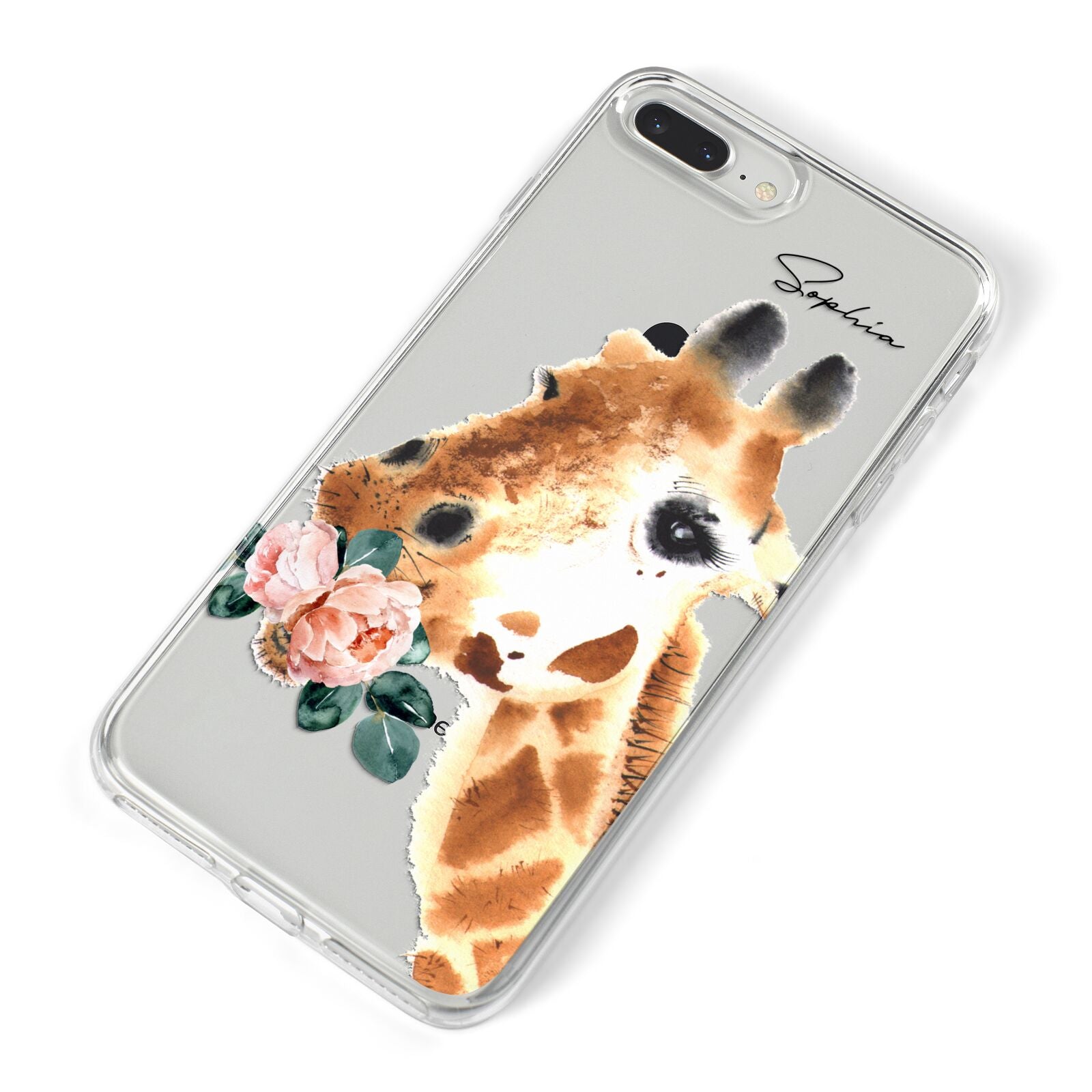 Personalised Giraffe Watercolour iPhone 8 Plus Bumper Case on Silver iPhone Alternative Image