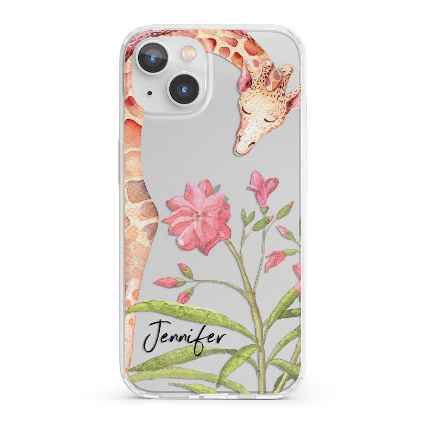 Personalised Giraffe iPhone 13 Clear Bumper Case