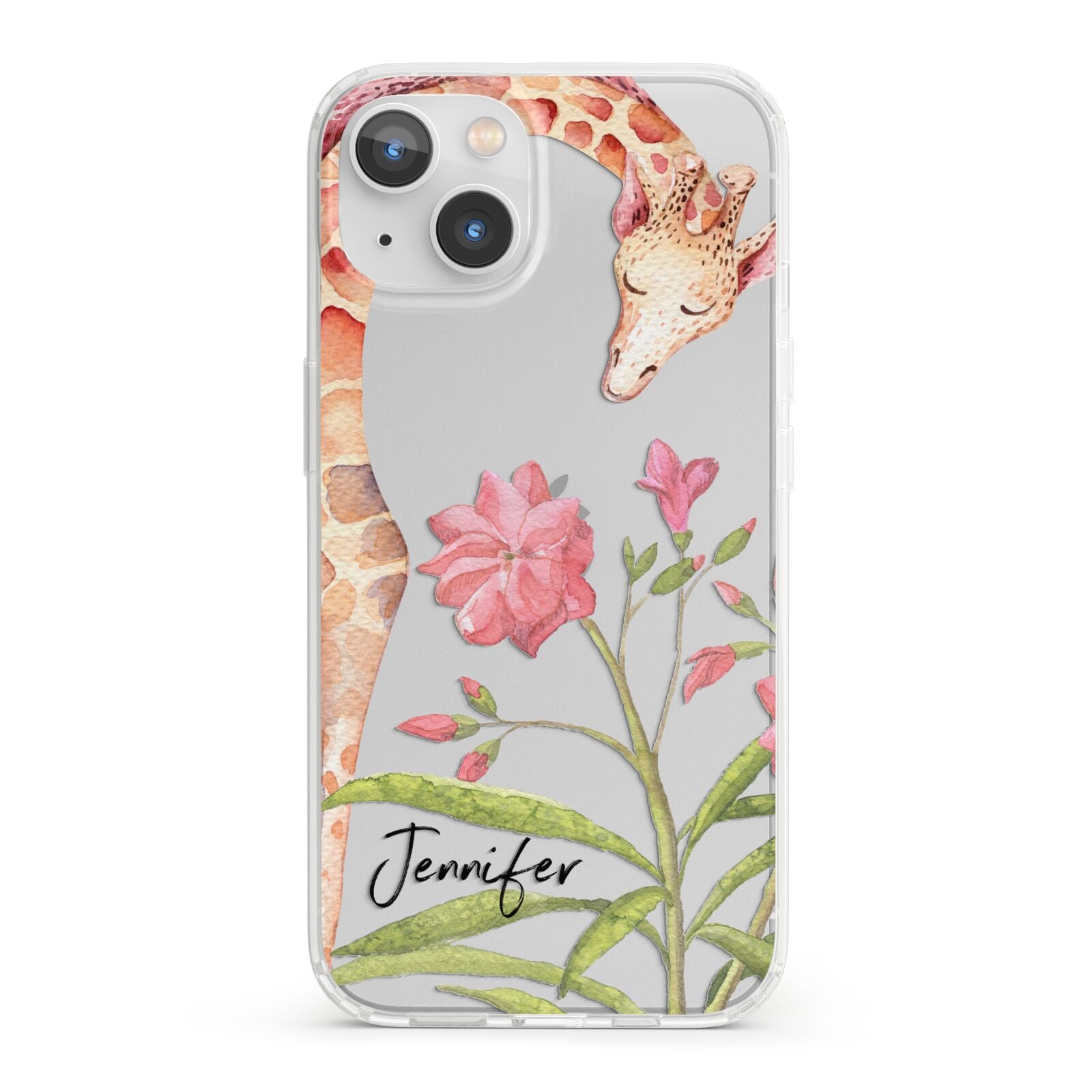 Personalised Giraffe iPhone 13 Clear Bumper Case