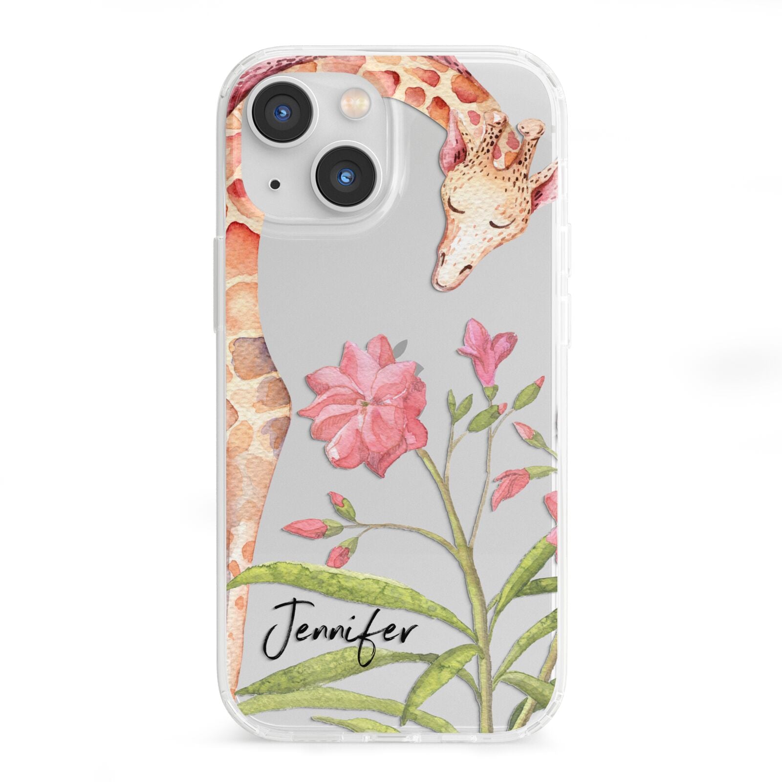 Personalised Giraffe iPhone 13 Mini Clear Bumper Case