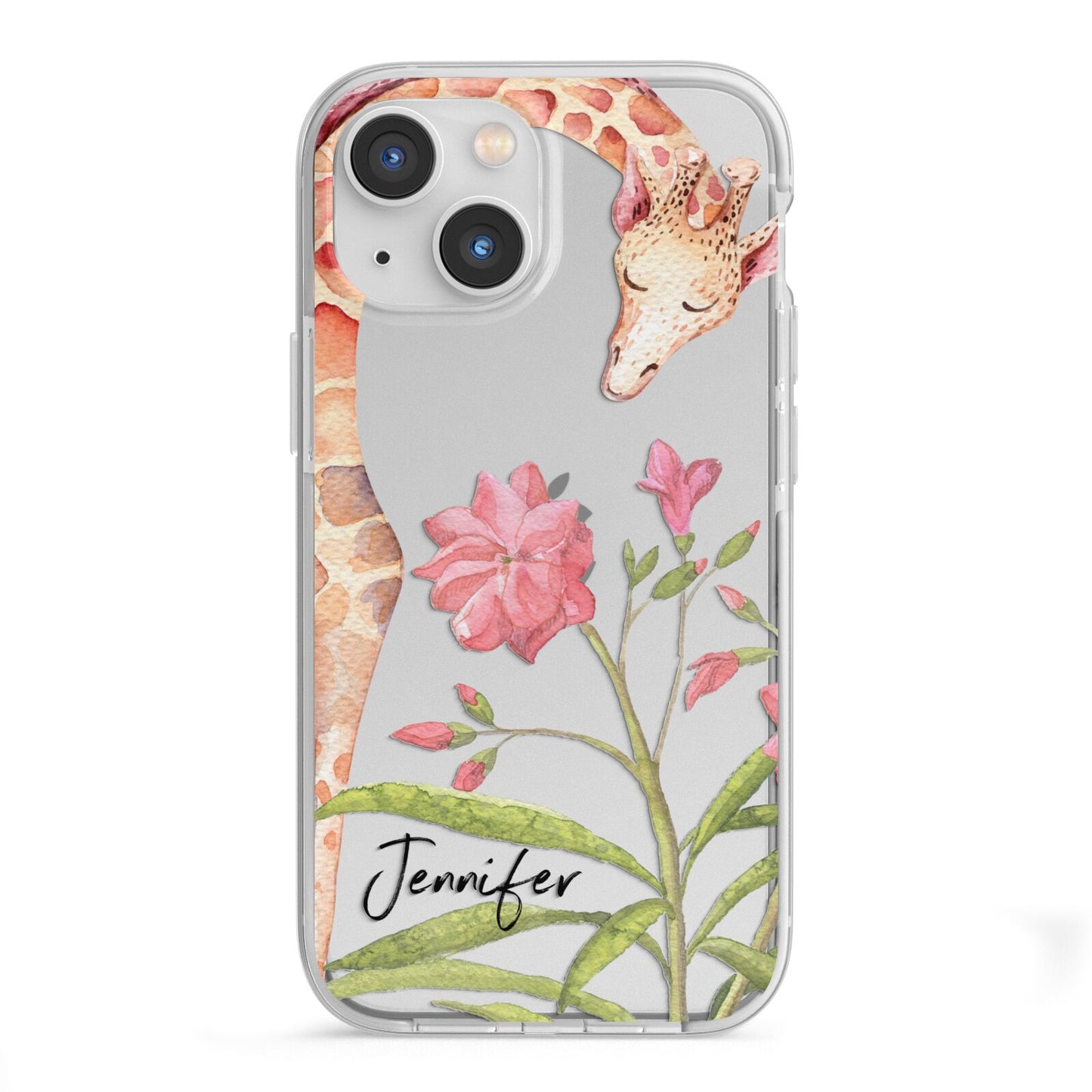 Personalised Giraffe iPhone 13 Mini TPU Impact Case with White Edges