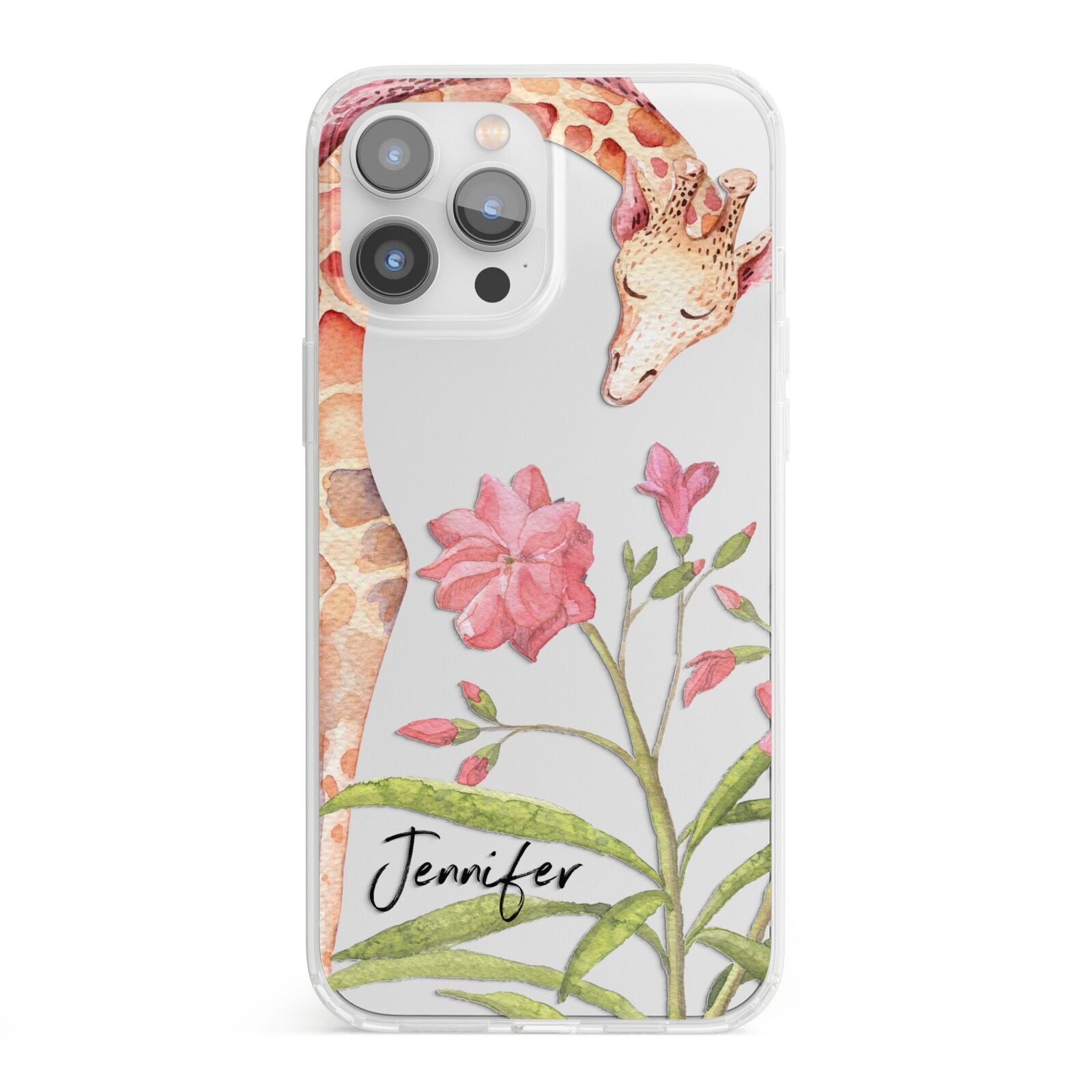 Personalised Giraffe iPhone 13 Pro Max Clear Bumper Case