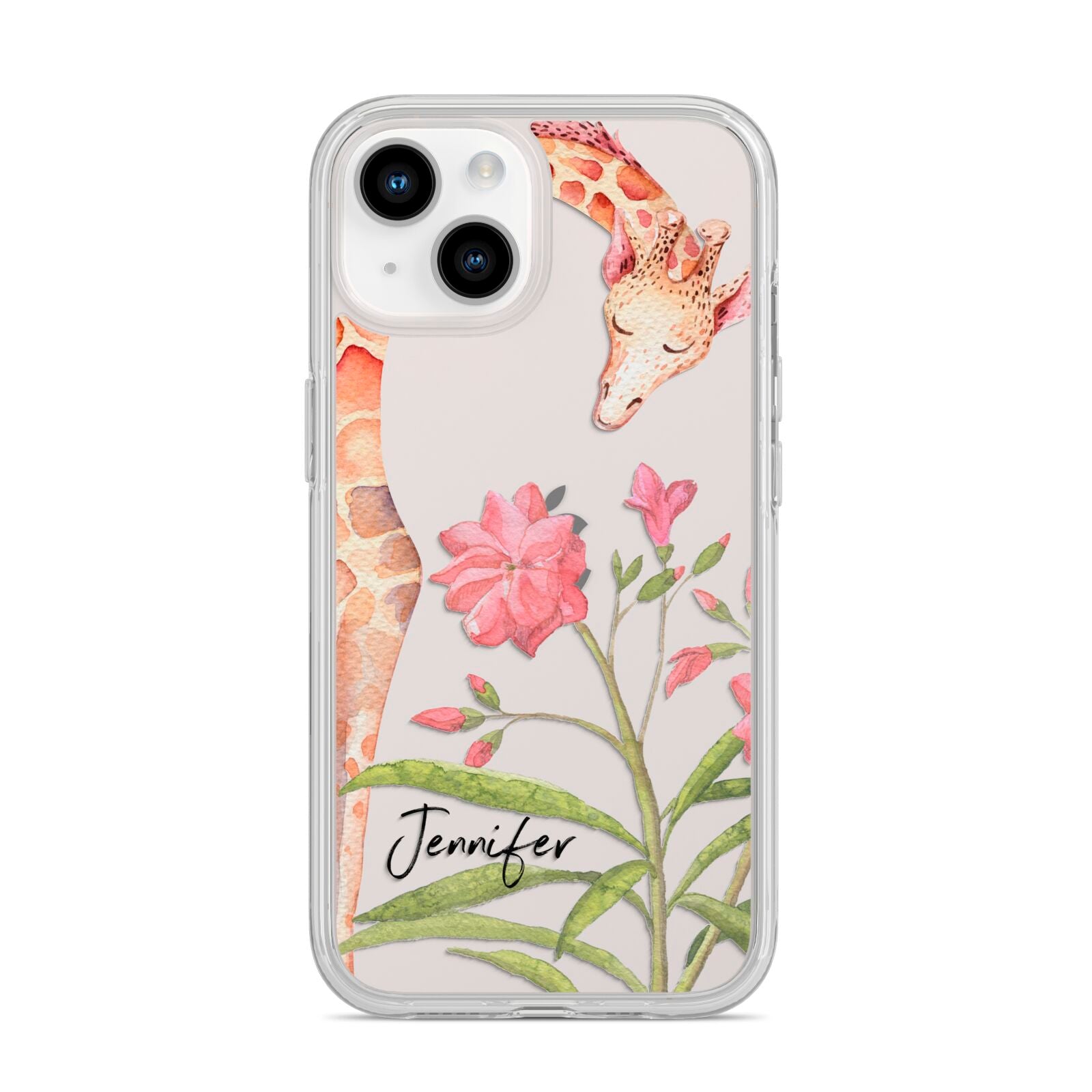 Personalised Giraffe iPhone 14 Clear Tough Case Starlight