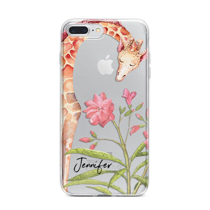 Personalised Giraffe iPhone 7 Plus Bumper Case on Silver iPhone