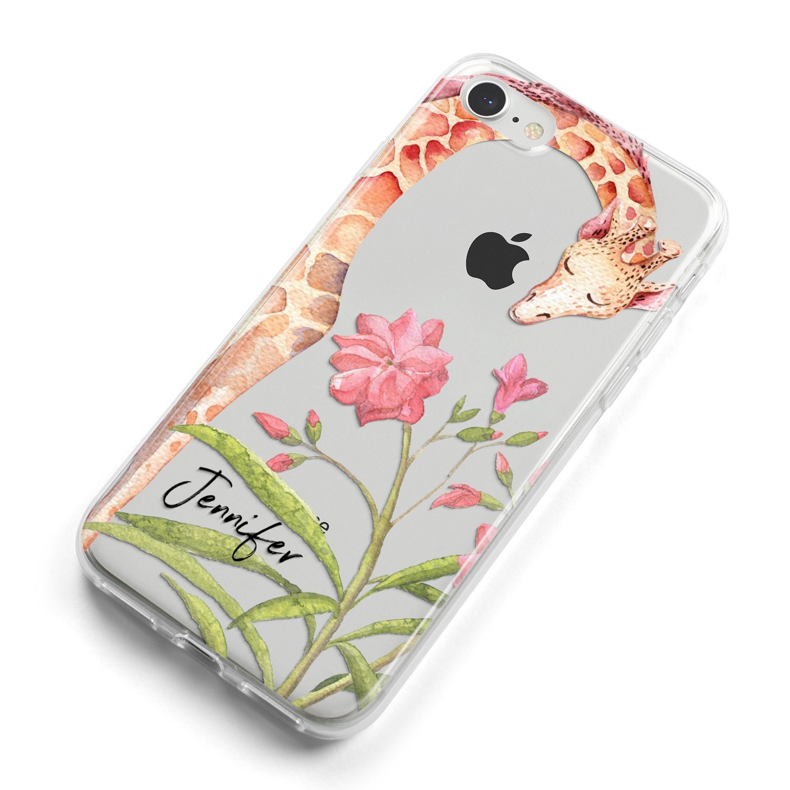Personalised Giraffe iPhone 8 Bumper Case on Silver iPhone Alternative Image