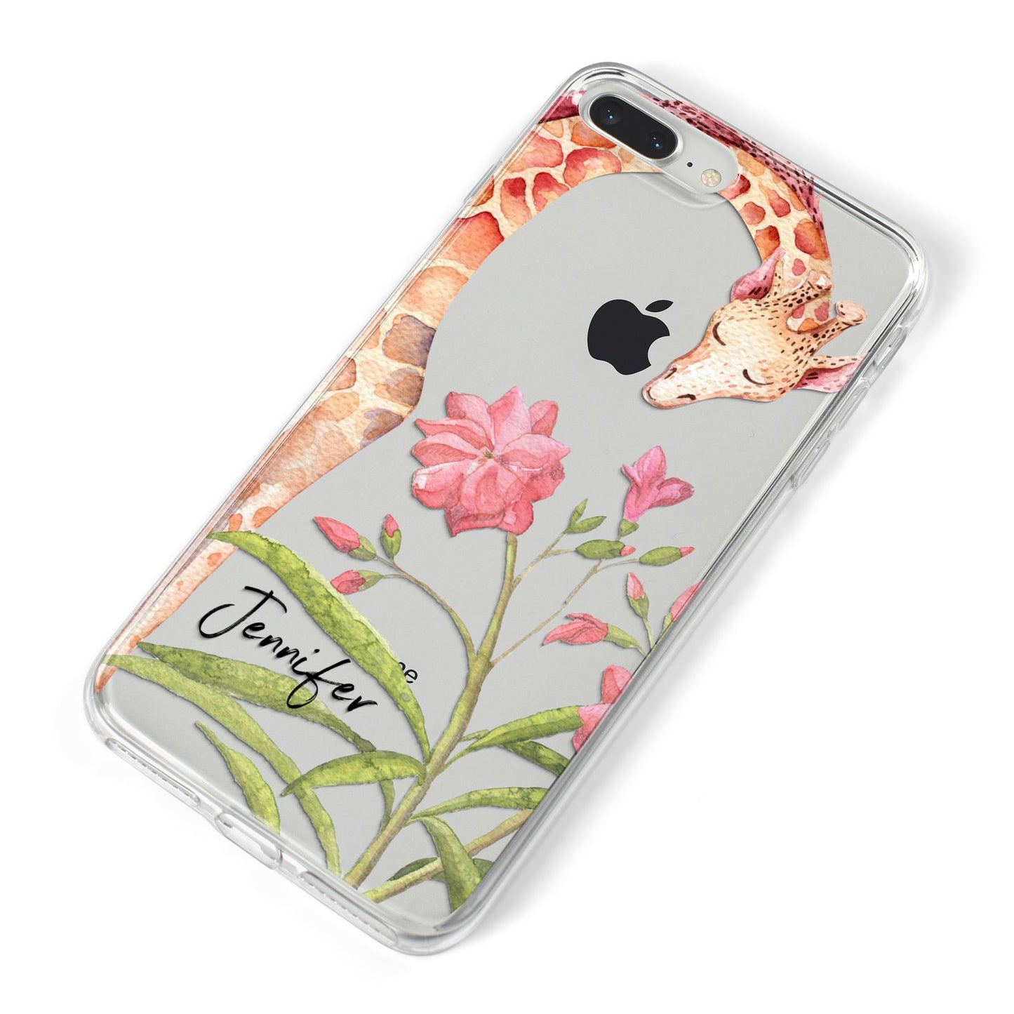 Personalised Giraffe iPhone 8 Plus Bumper Case on Silver iPhone Alternative Image