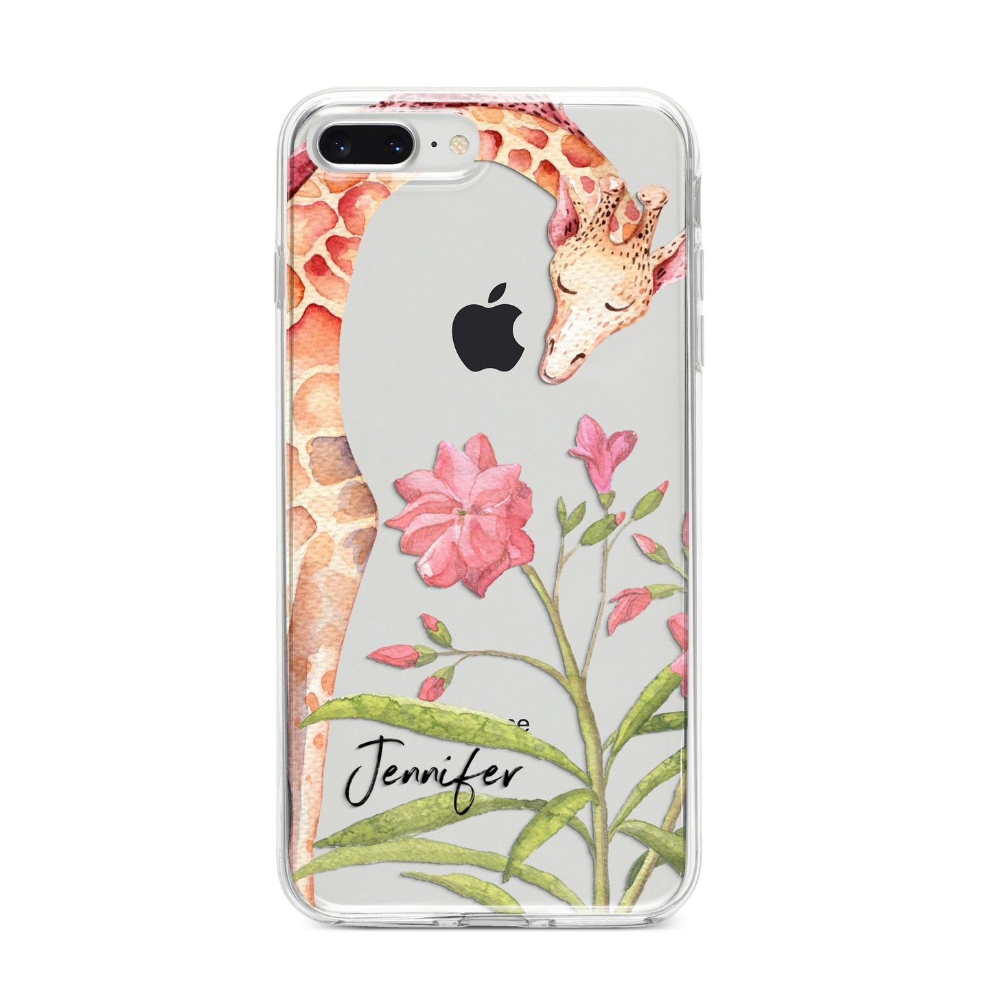 Personalised Giraffe iPhone 8 Plus Bumper Case on Silver iPhone