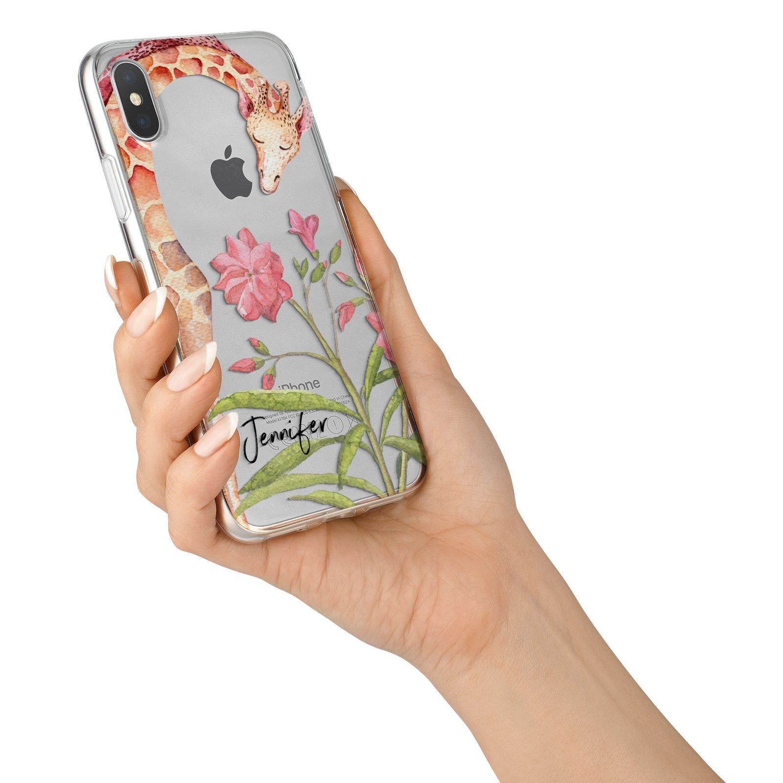 Personalised Giraffe iPhone X Bumper Case on Silver iPhone Alternative Image 2
