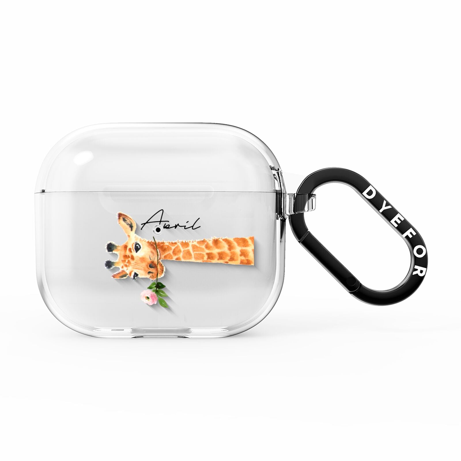 Personalised Giraffe with Name AirPods Clear Case 3rd Gen