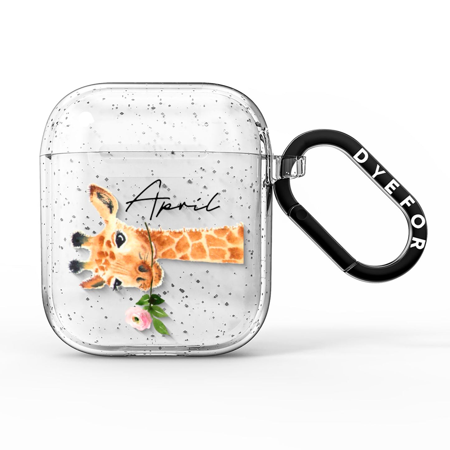 Personalised Giraffe with Name AirPods Glitter Case