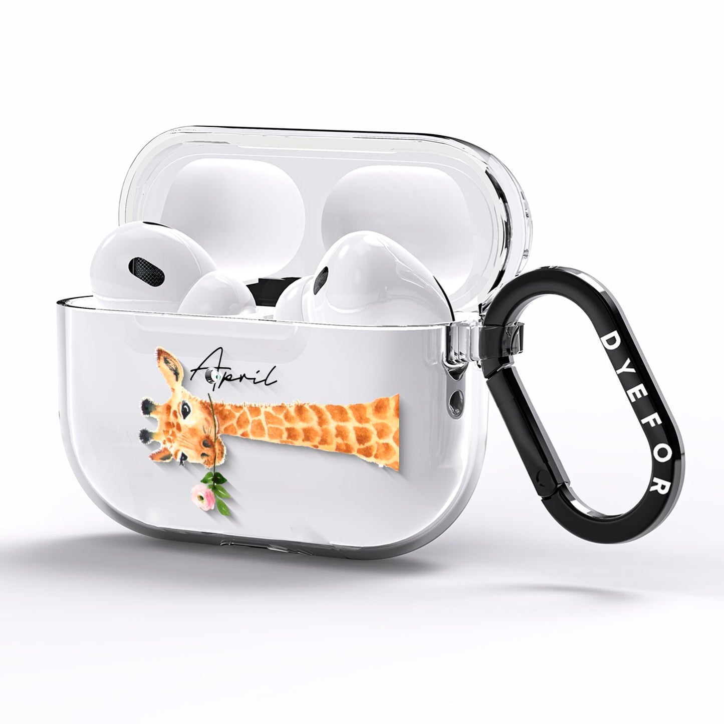 Personalised Giraffe with Name AirPods Pro Clear Case Side Image