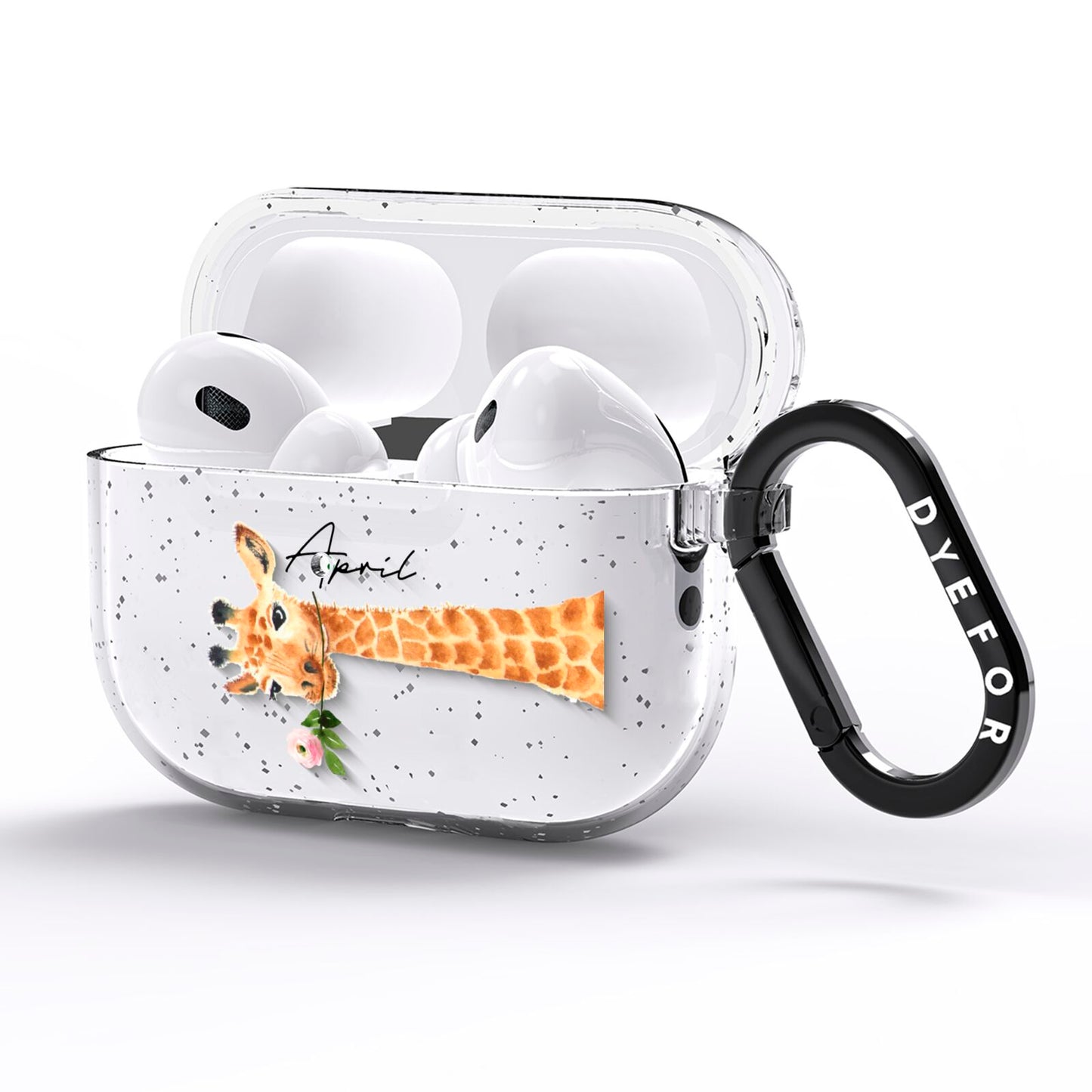 Personalised Giraffe with Name AirPods Pro Glitter Case Side Image