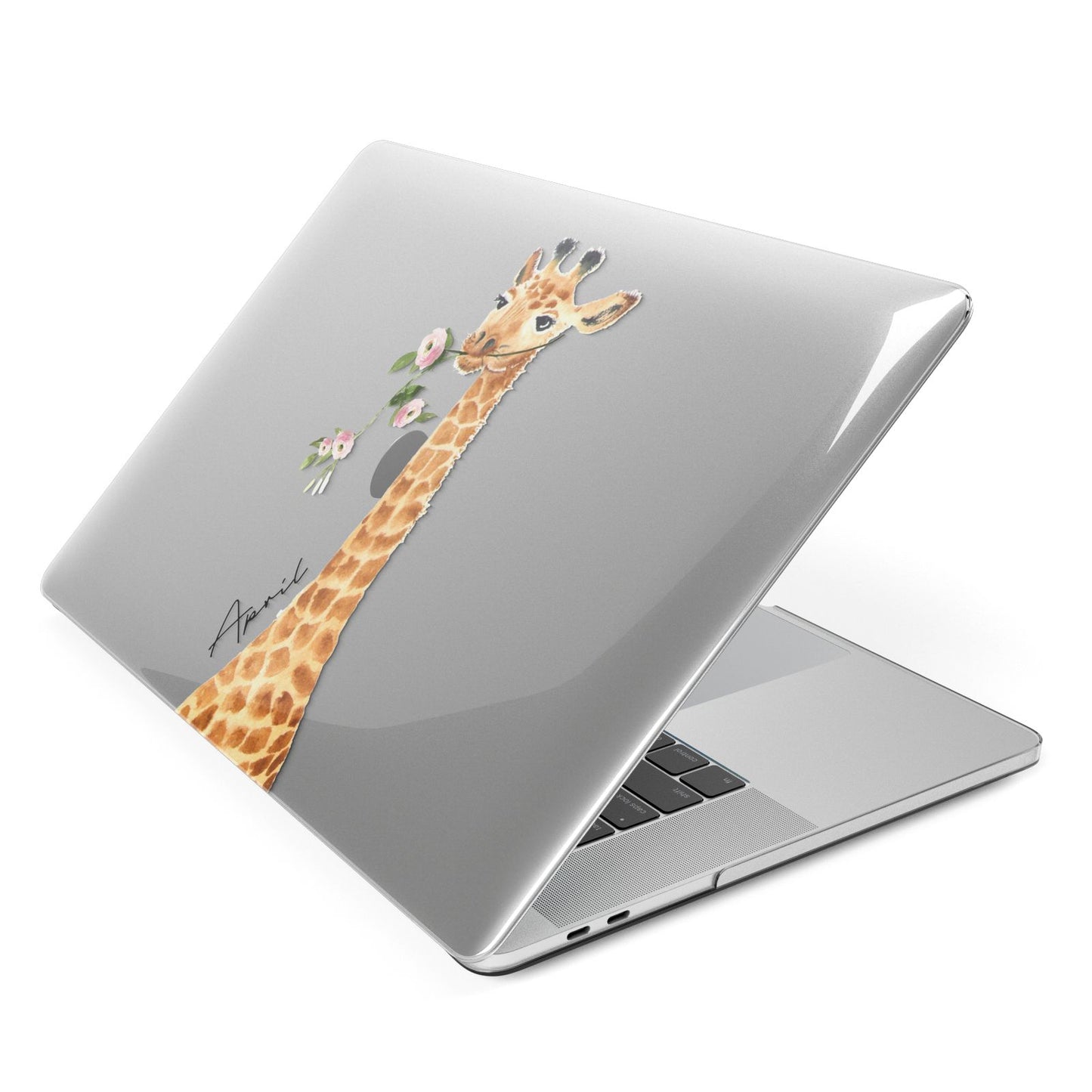 Personalised Giraffe with Name Apple MacBook Case Side View