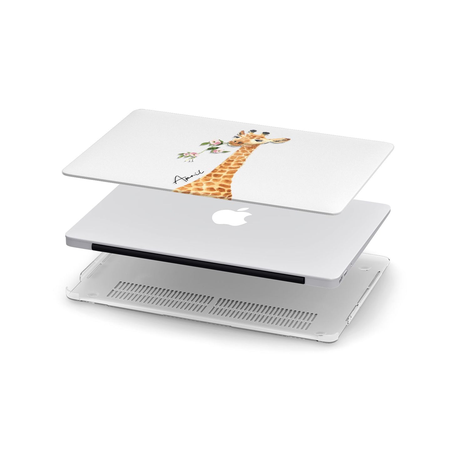 Personalised Giraffe with Name Apple MacBook Case in Detail