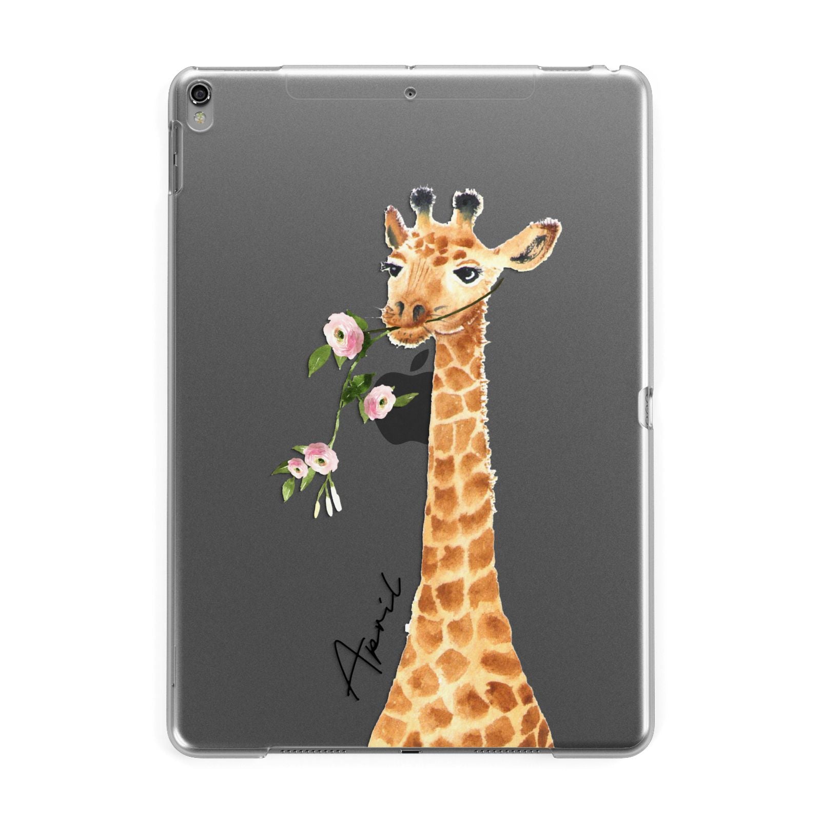 Personalised Giraffe with Name Apple iPad Grey Case