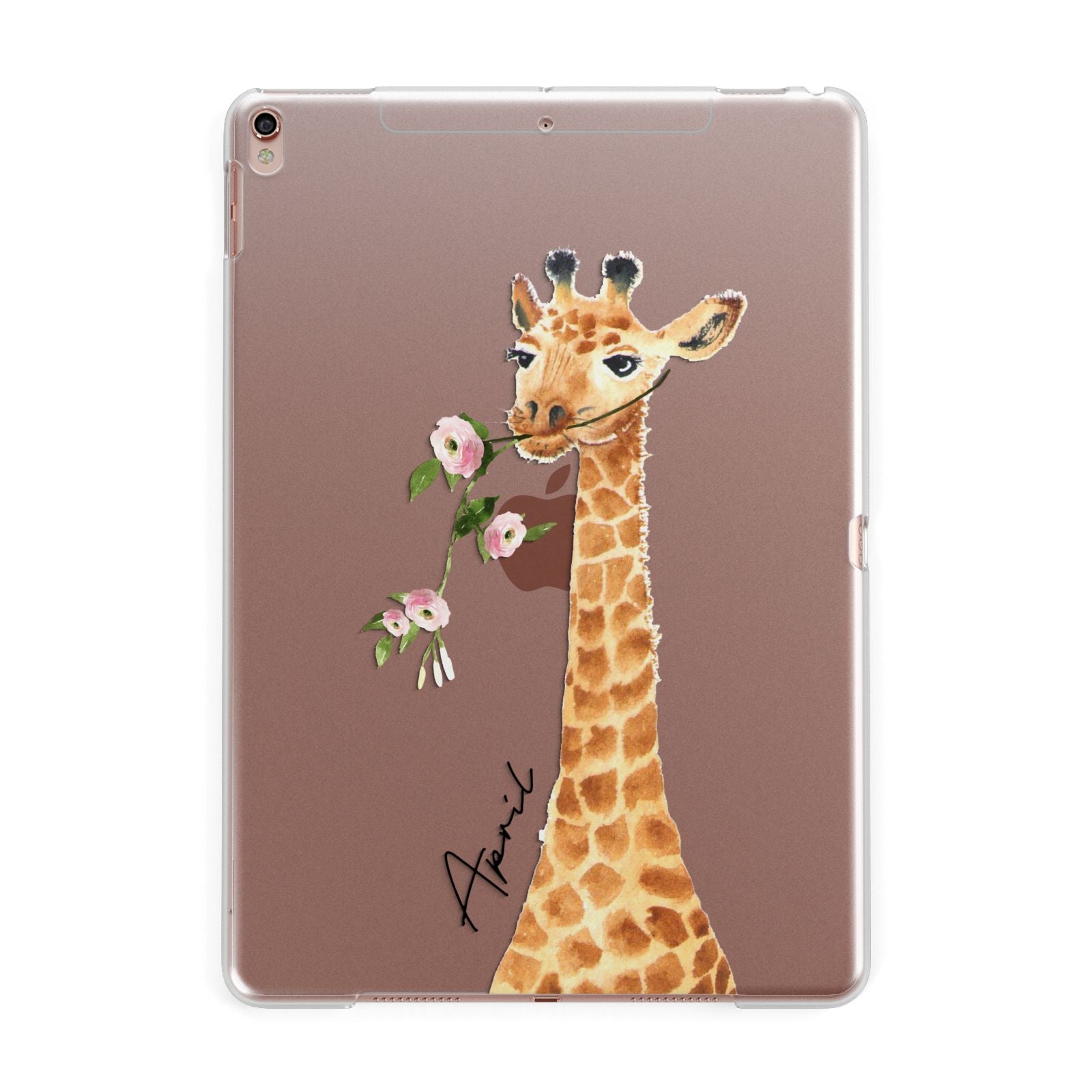 Personalised Giraffe with Name Apple iPad Rose Gold Case