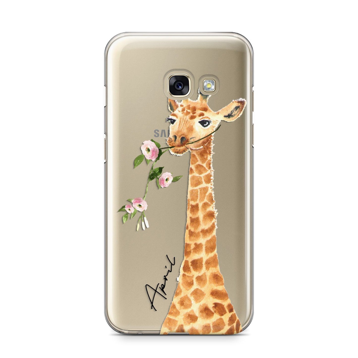 Personalised Giraffe with Name Samsung Galaxy A3 2017 Case on gold phone