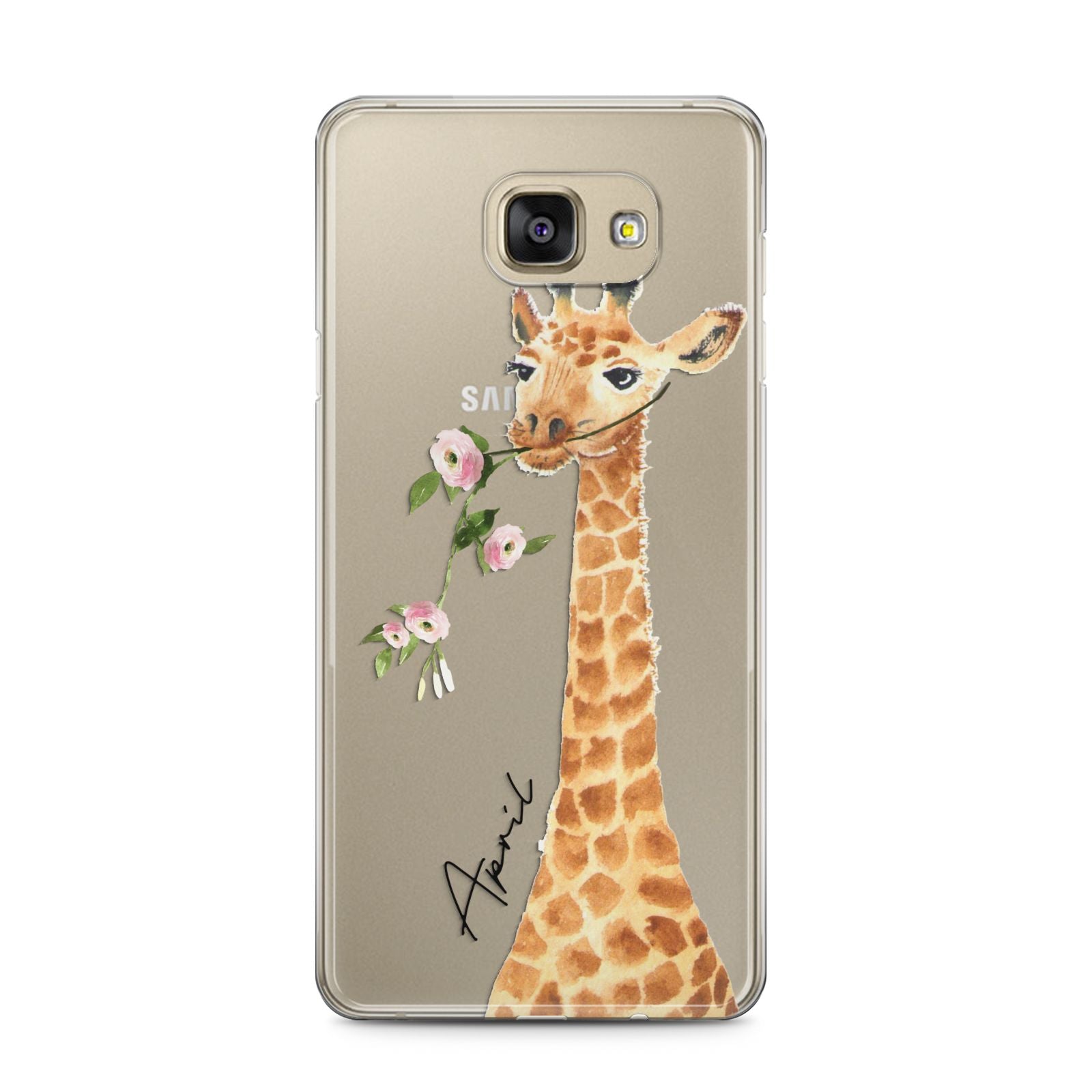 Personalised Giraffe with Name Samsung Galaxy A5 2016 Case on gold phone