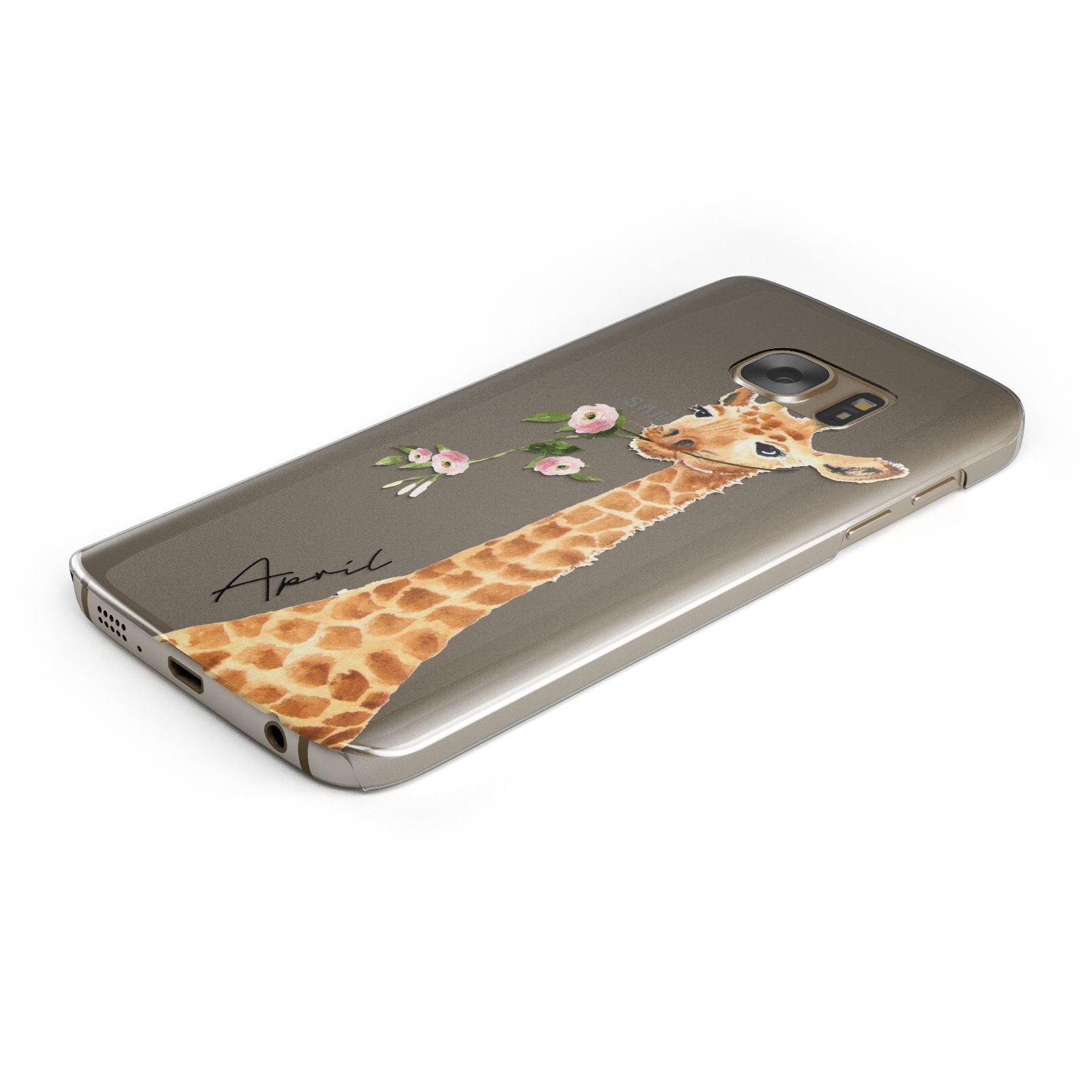 Personalised Giraffe with Name Samsung Galaxy Case Bottom Cutout