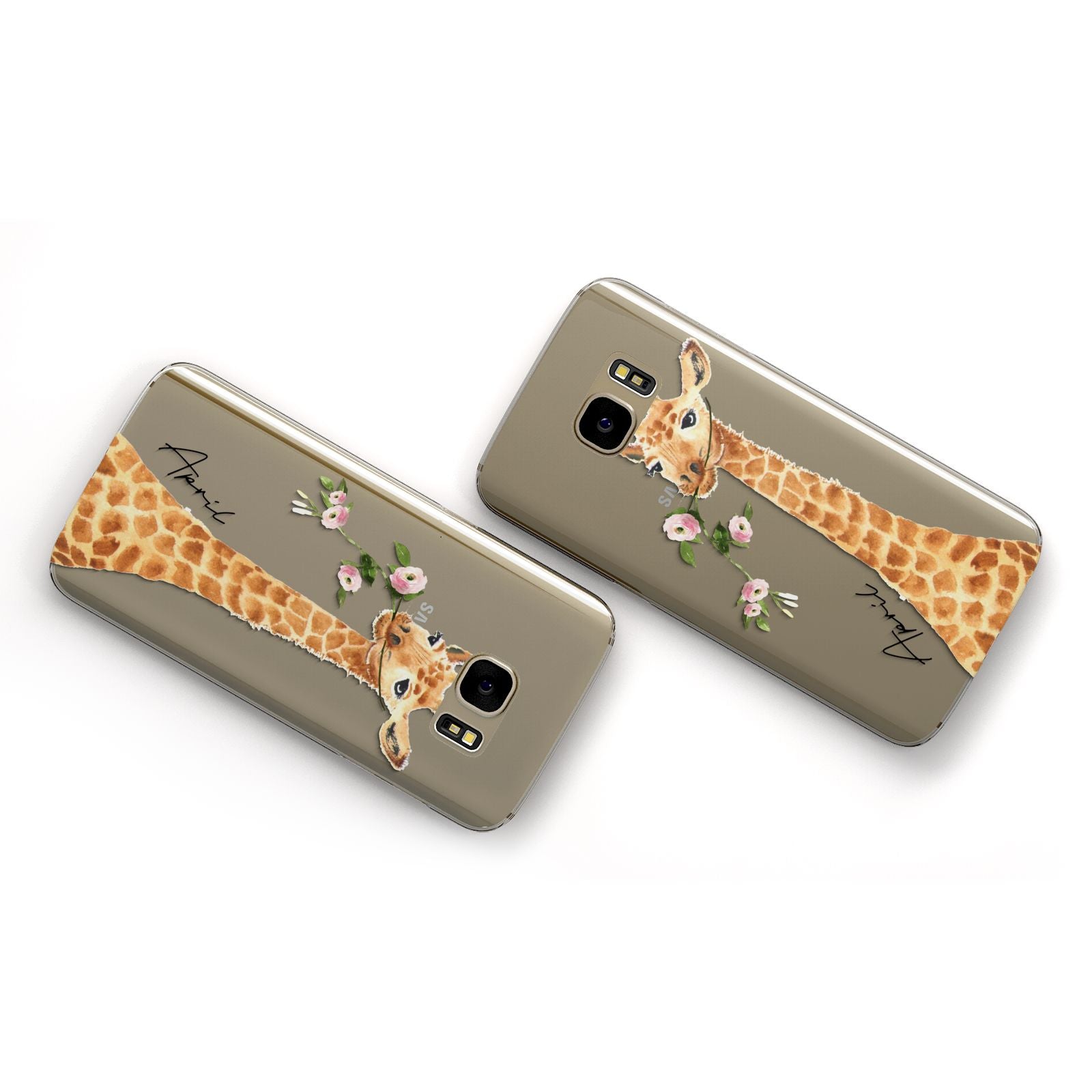 Personalised Giraffe with Name Samsung Galaxy Case Flat Overview