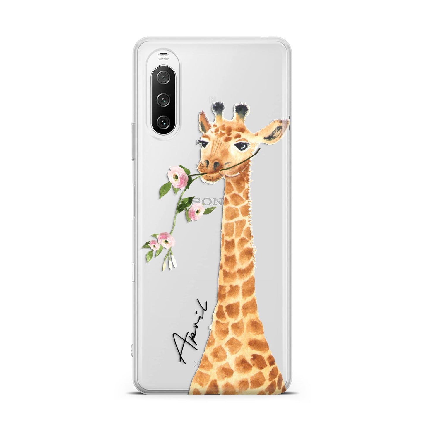 Personalised Giraffe with Name Sony Xperia 10 III Case