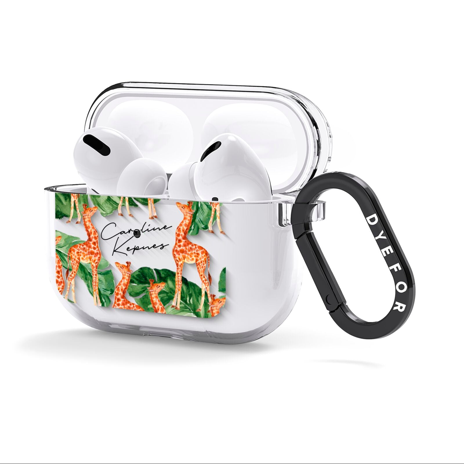 Personalised Giraffes AirPods Clear Case 3rd Gen Side Image