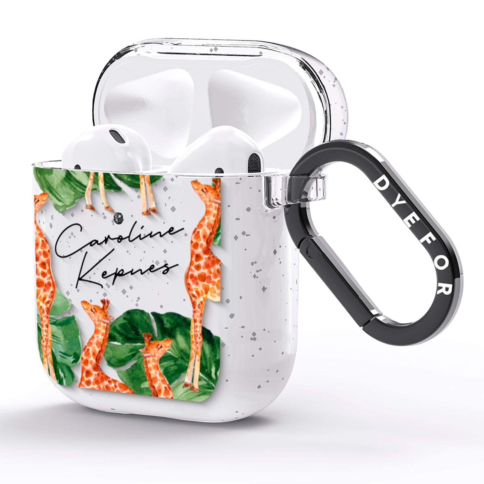Personalised Giraffes AirPods Glitter Case Side Image