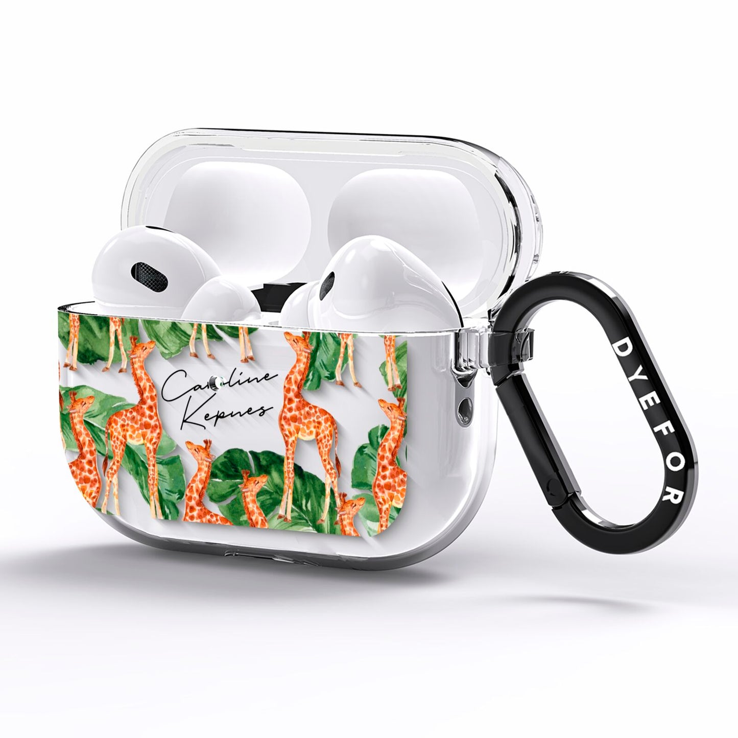 Personalised Giraffes AirPods Pro Clear Case Side Image