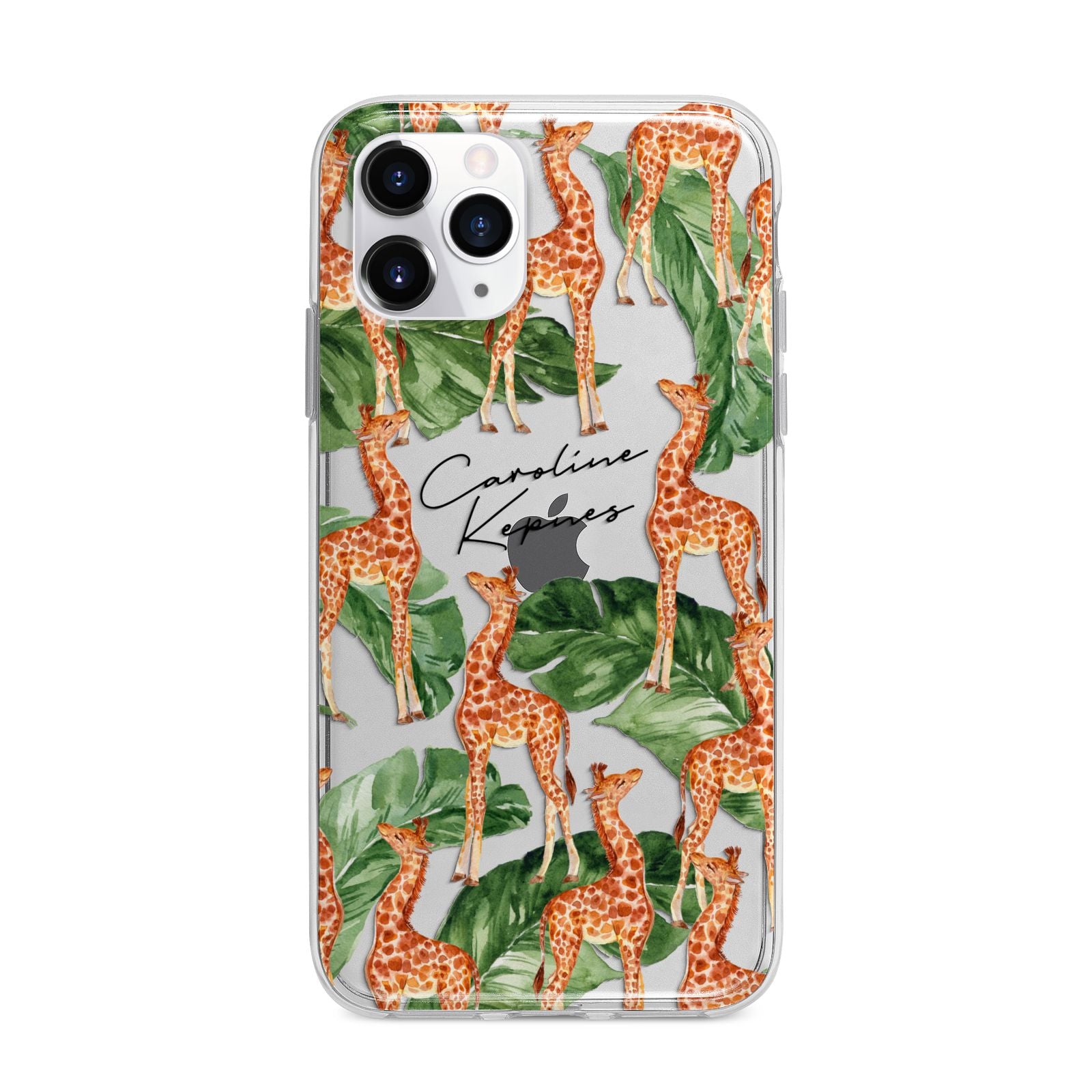 Personalised Giraffes Apple iPhone 11 Pro in Silver with Bumper Case