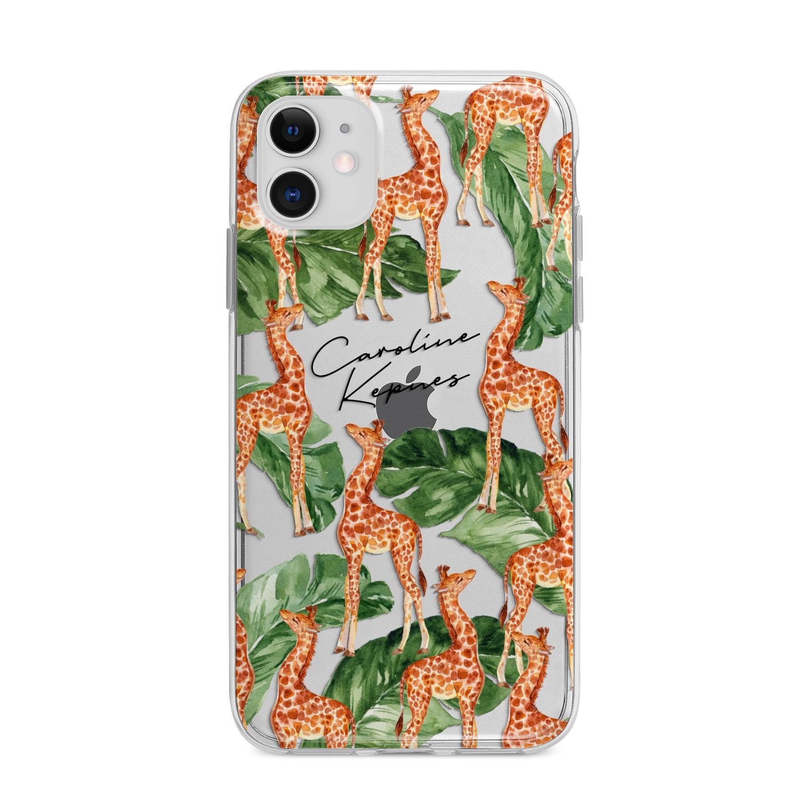 Personalised Giraffes Apple iPhone 11 in White with Bumper Case