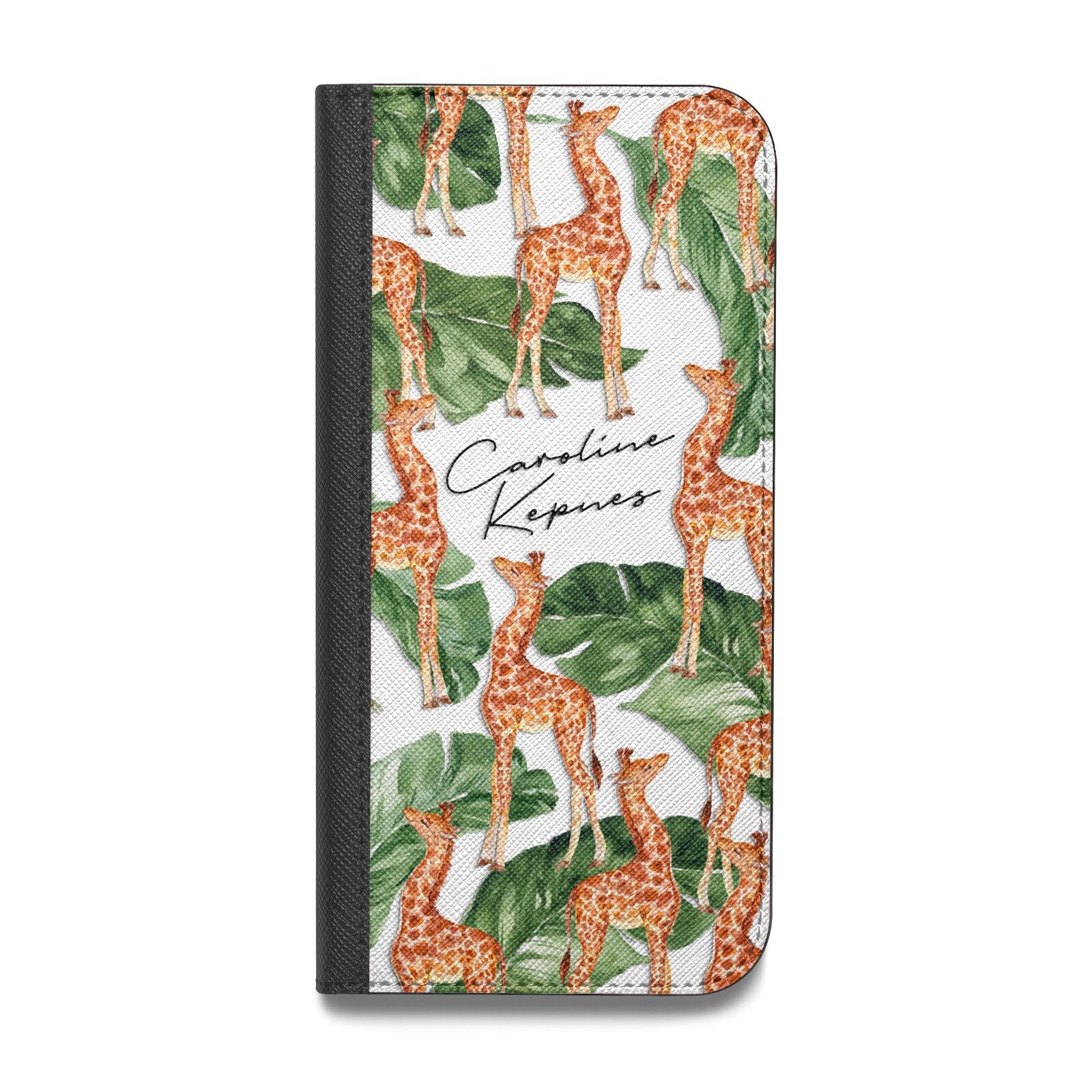 Personalised Giraffes Vegan Leather Flip Samsung Case