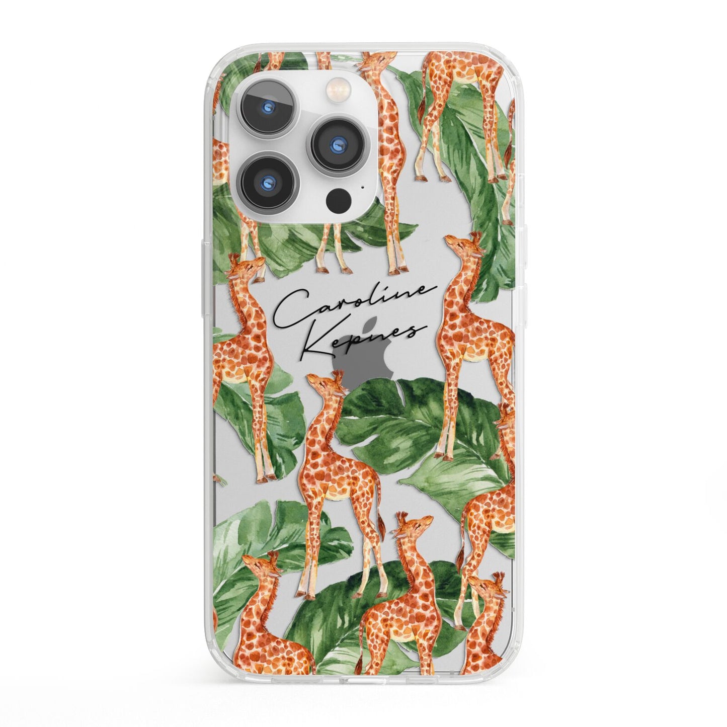 Personalised Giraffes iPhone 13 Pro Clear Bumper Case