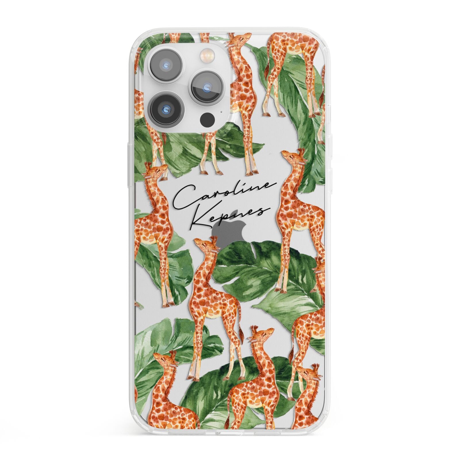 Personalised Giraffes iPhone 13 Pro Max Clear Bumper Case