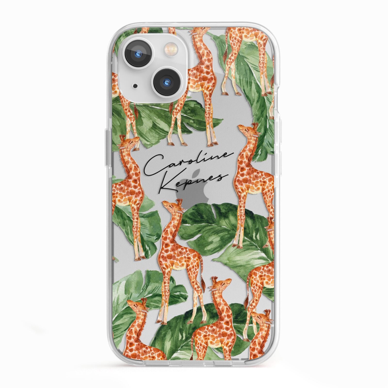Personalised Giraffes iPhone 13 TPU Impact Case with White Edges