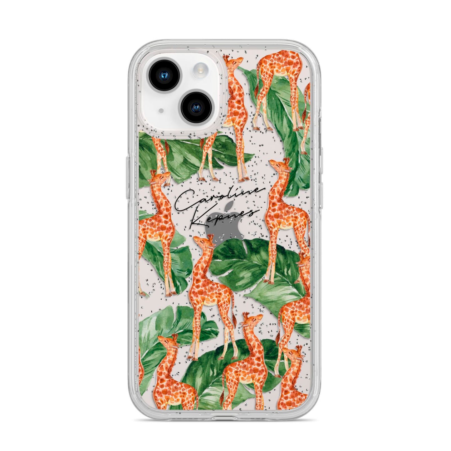 Personalised Giraffes iPhone 14 Glitter Tough Case Starlight