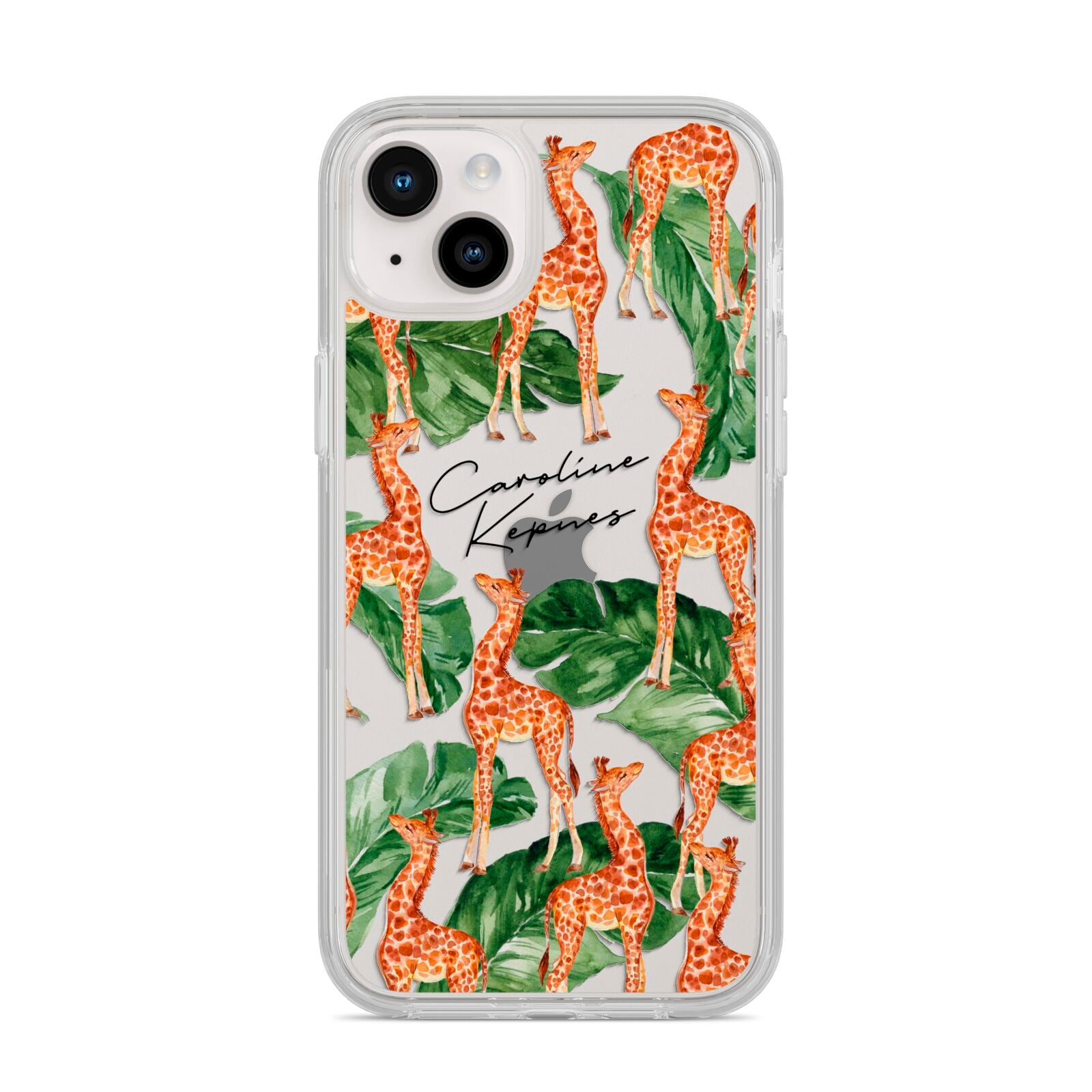 Personalised Giraffes iPhone 14 Plus Clear Tough Case Starlight